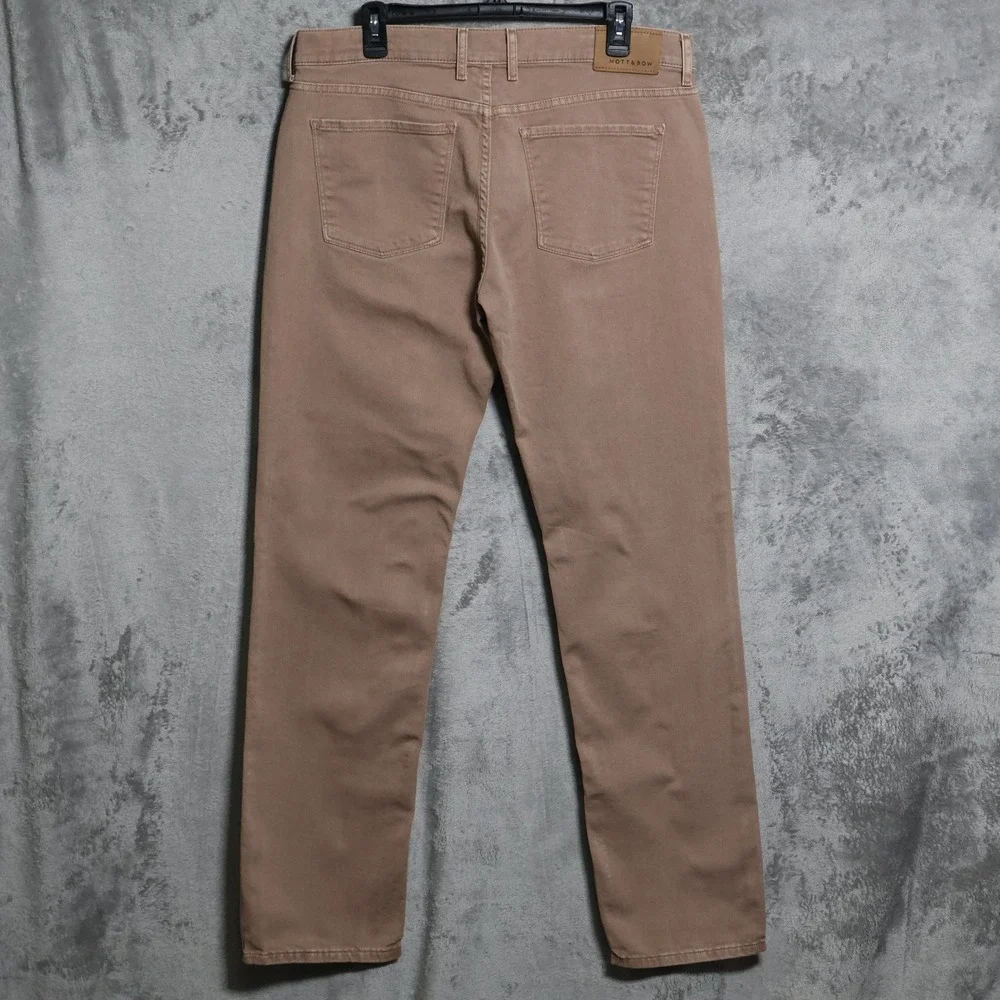 Mott & Bow Jeans Mens 35x33 Brown Slim Mercer Cotton Stretch Denim Preppy